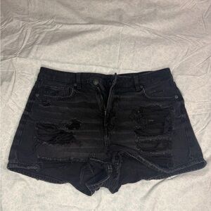 American Eagle Outfitters Black Ripped Jean Shorts